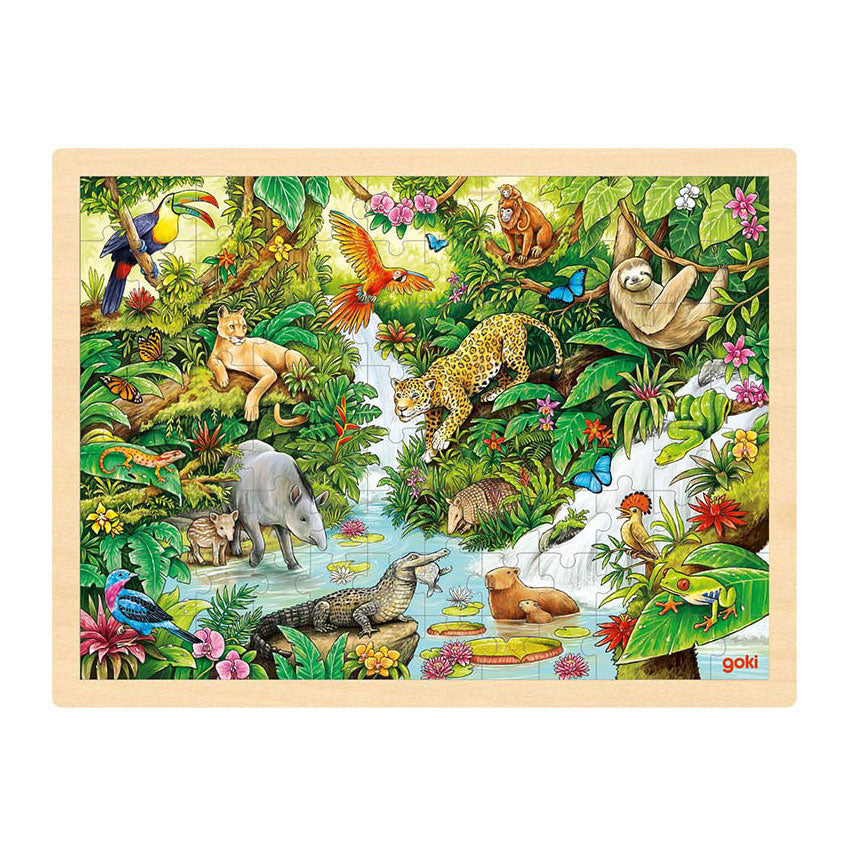 Goki wooden jigsaw puzzle in the jungle, 96st.