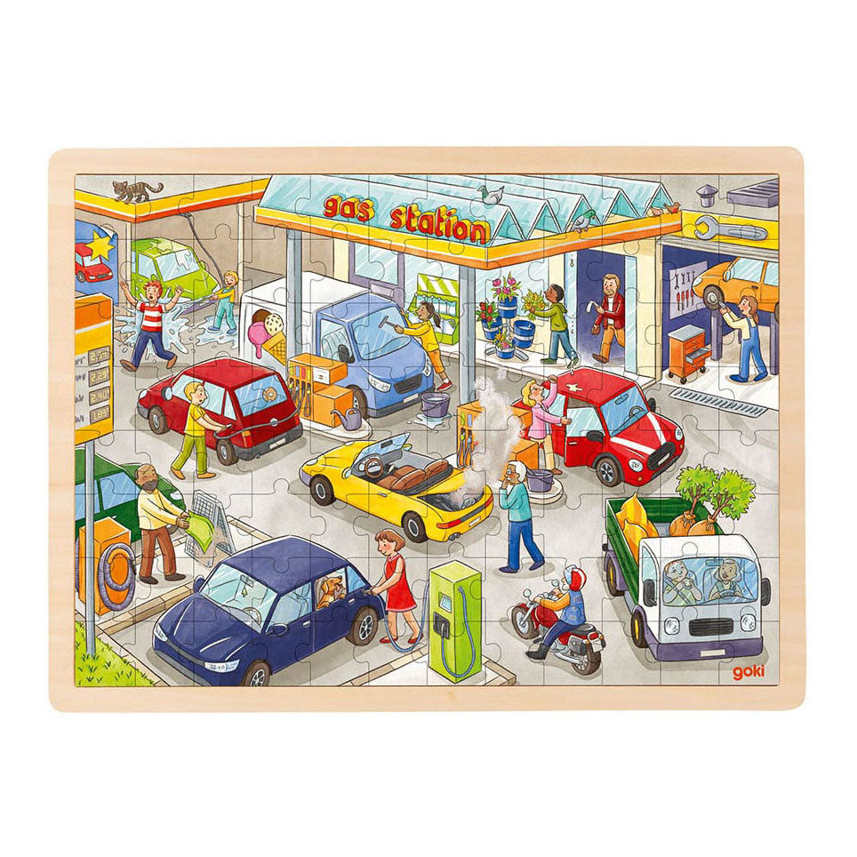 Stazione di servizio puzzle Goki in legno, 96st.