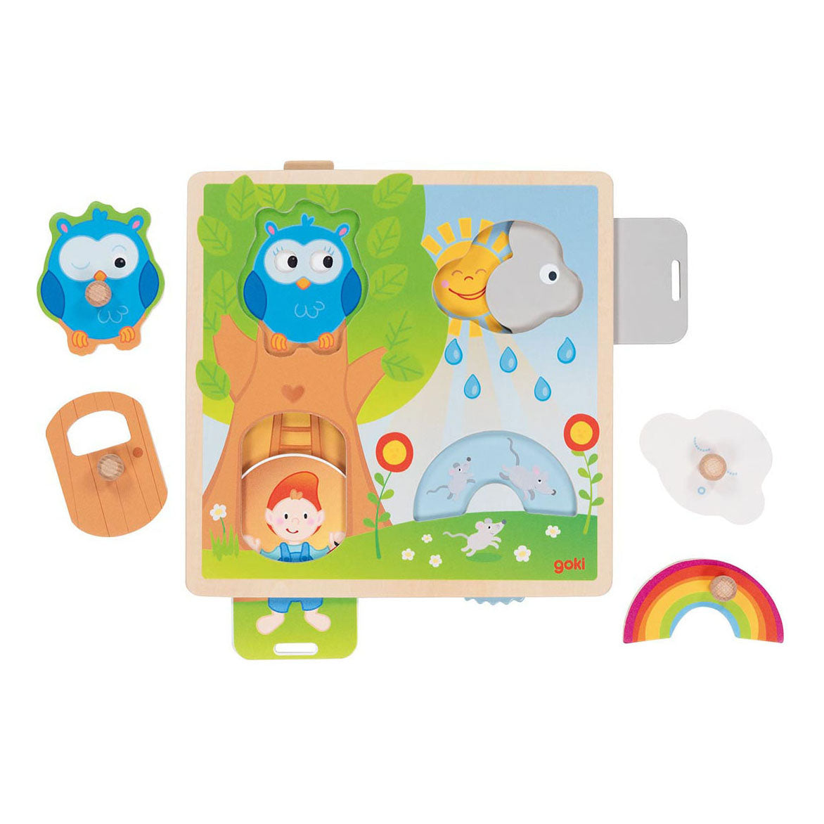 Goki wooden background shape puzzle again, 4st.