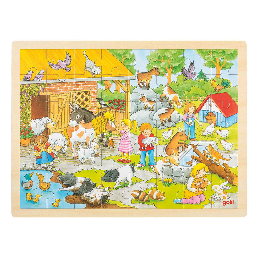 Goki Wooden Jigsaw Puzzle Dětská farma, 48.