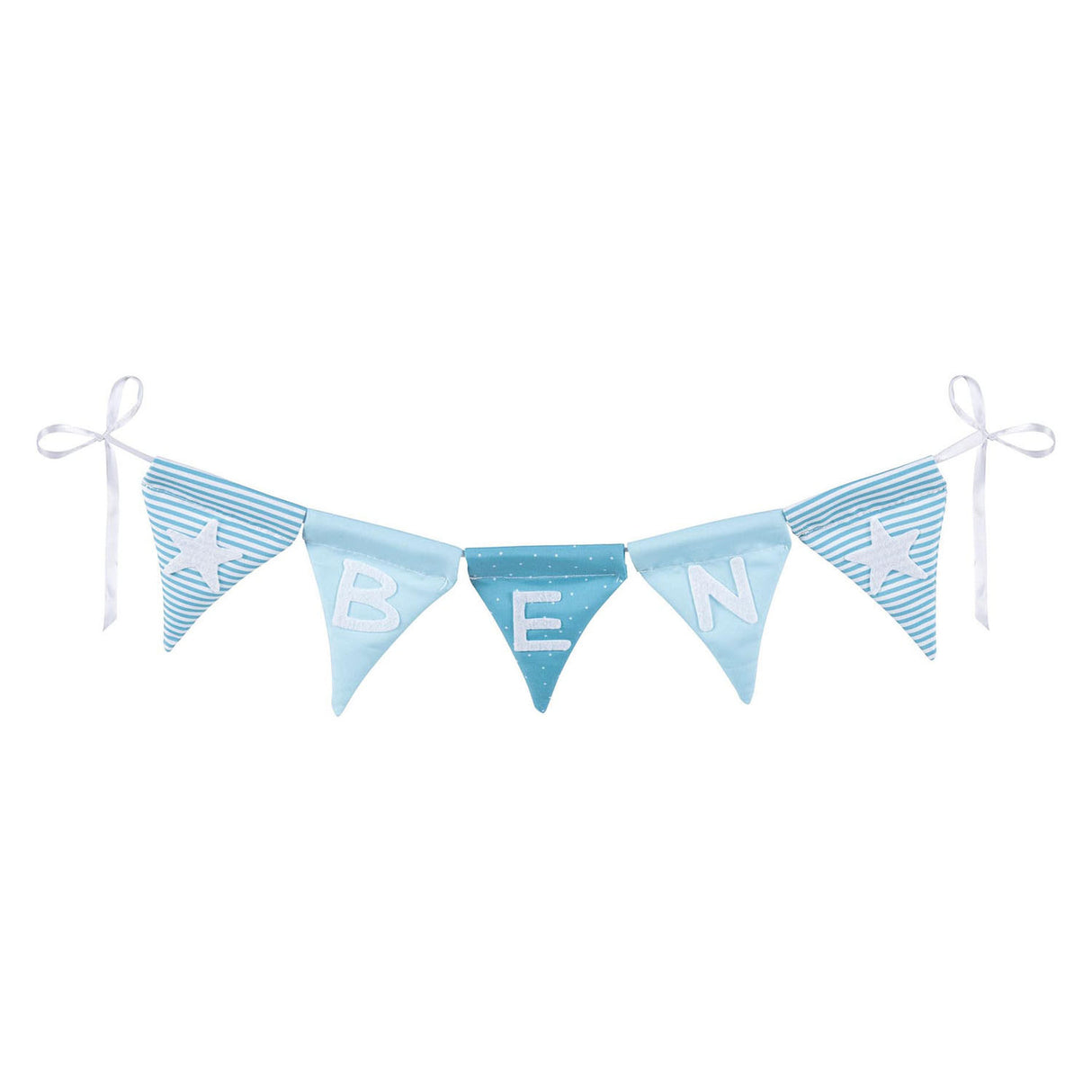 Goki fabric flag line make blue with 10 flags and alphabet characters