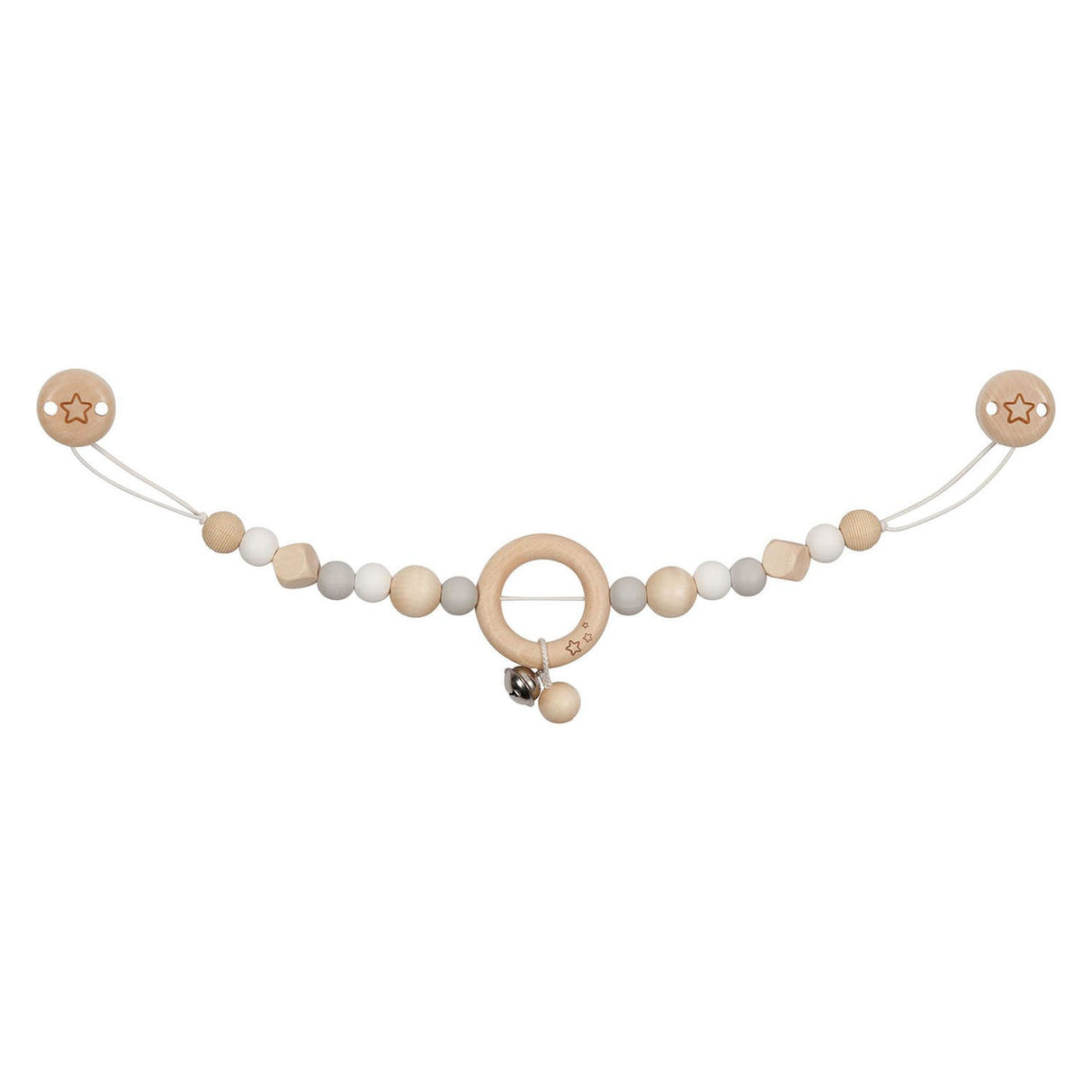 Goki wooden stroller chain star gray with clips