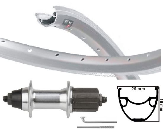 KGS Zadní kolo 28 palců (622) Mach-1 ER-10 Silver 8-9 Speed ​​Pevná náprava.
