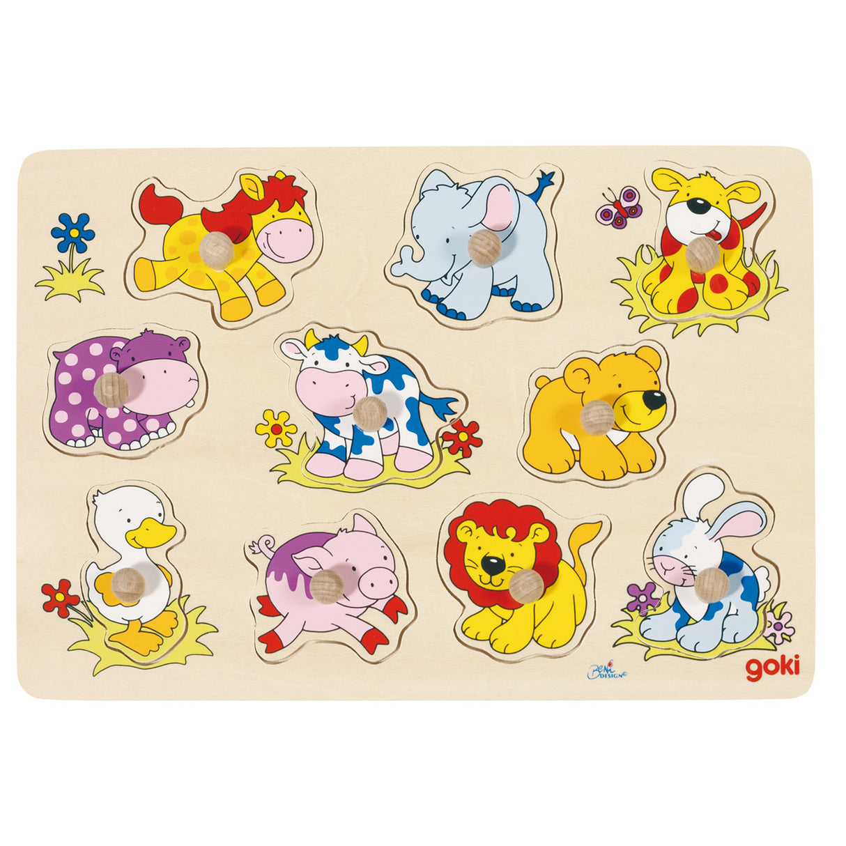De Goki Holz Nick Puzzle Déieren Puppelchen