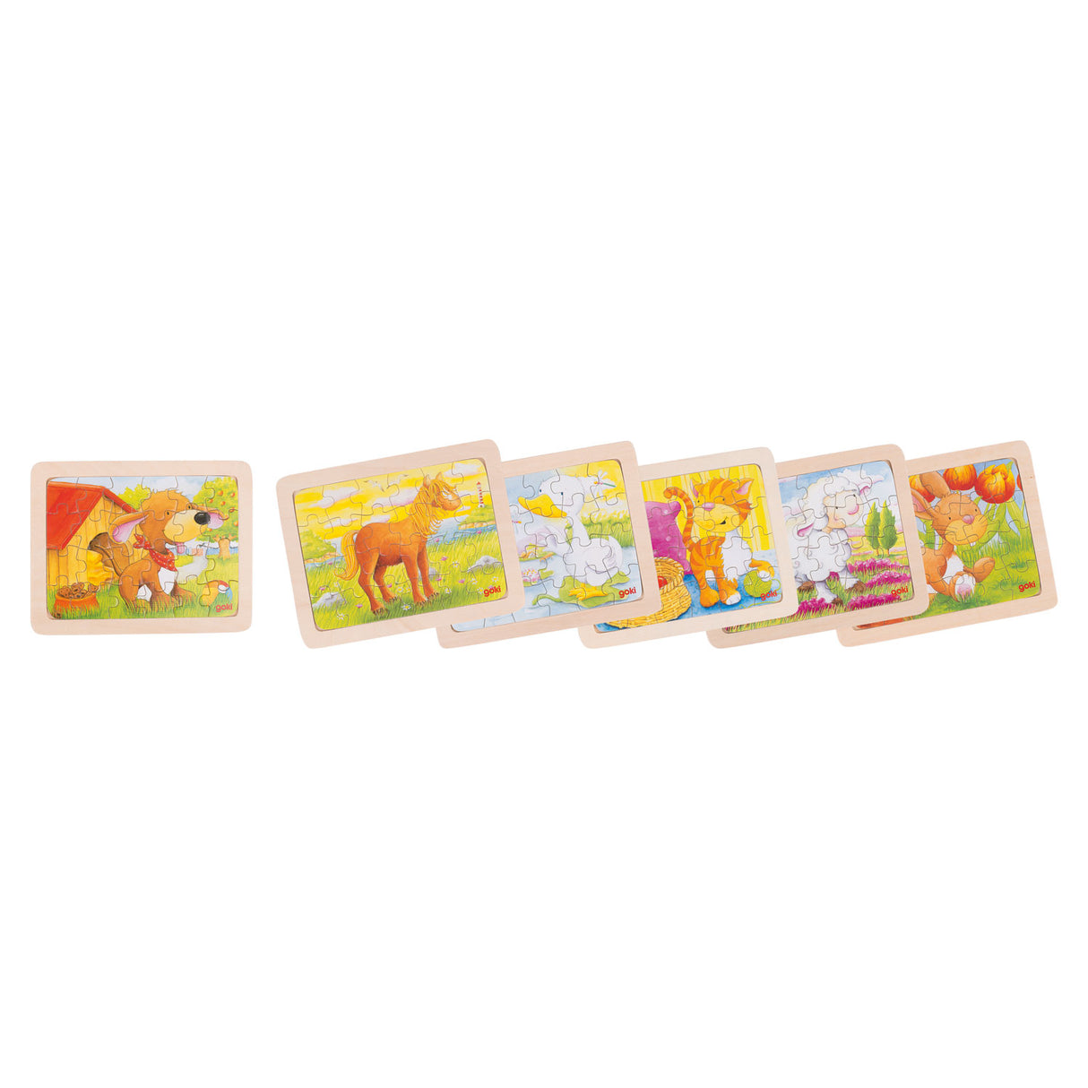 Goki wooden puzzles animals, set of 6