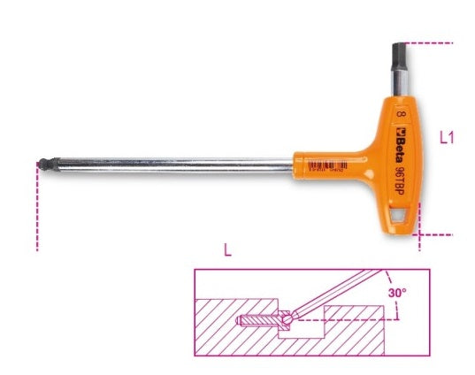 Beta Stift Key 96TBP med kulehode og håndtak 3.0mm
