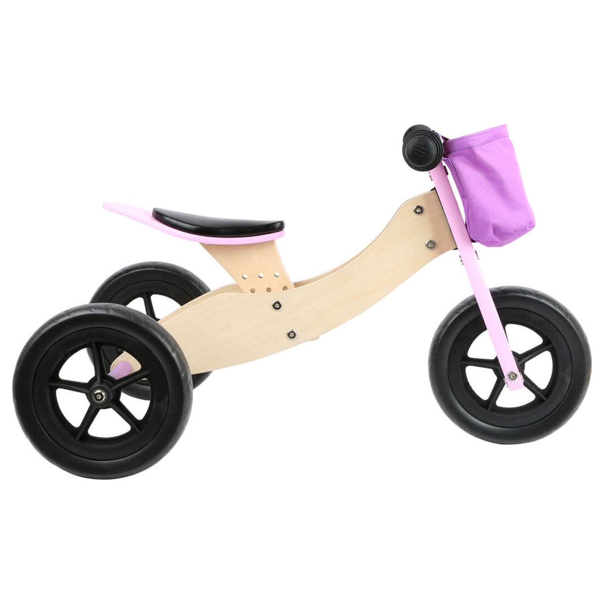 Pieno piccolo - triciclo di legno e bilancia bici 2in1 maxi rosa