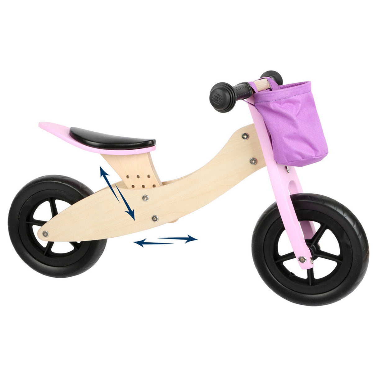 Pieno piccolo - triciclo di legno e bilancia bici 2in1 maxi rosa