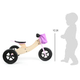 Pieno piccolo - triciclo di legno e bilancia bici 2in1 maxi rosa