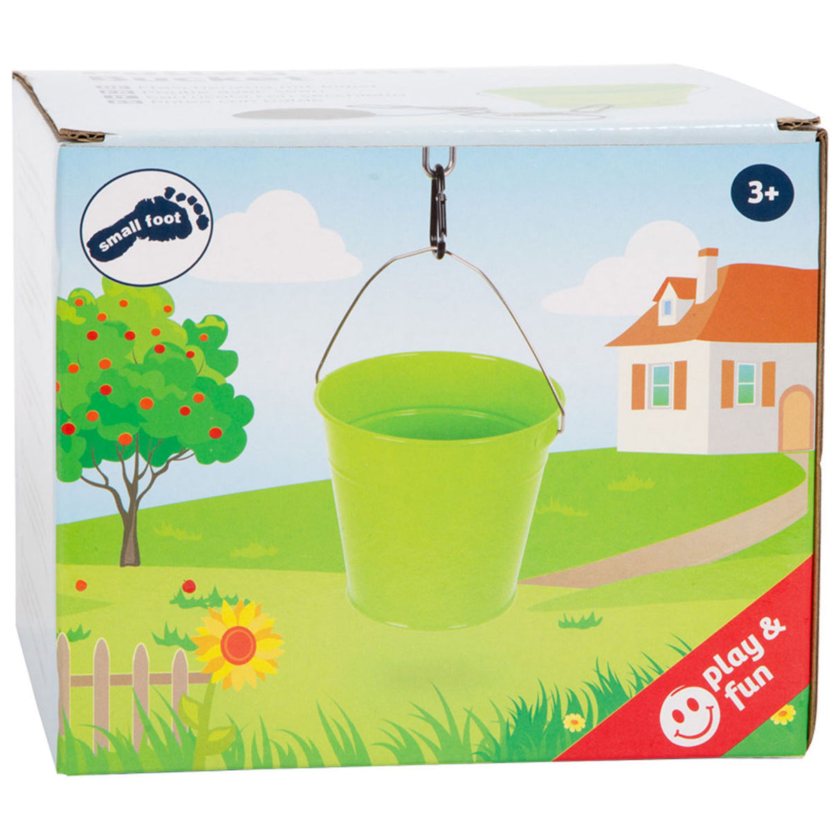 Pie pequeño - cubo verde con polea