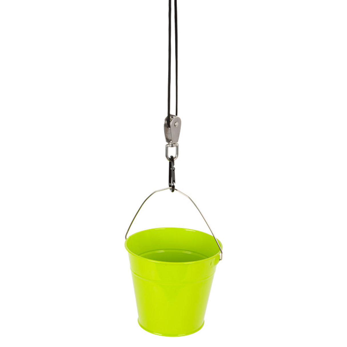 Pie pequeño - cubo verde con polea