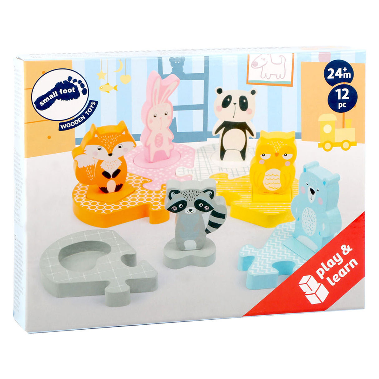 Malá noha dřevěná forma puzzle zvířata