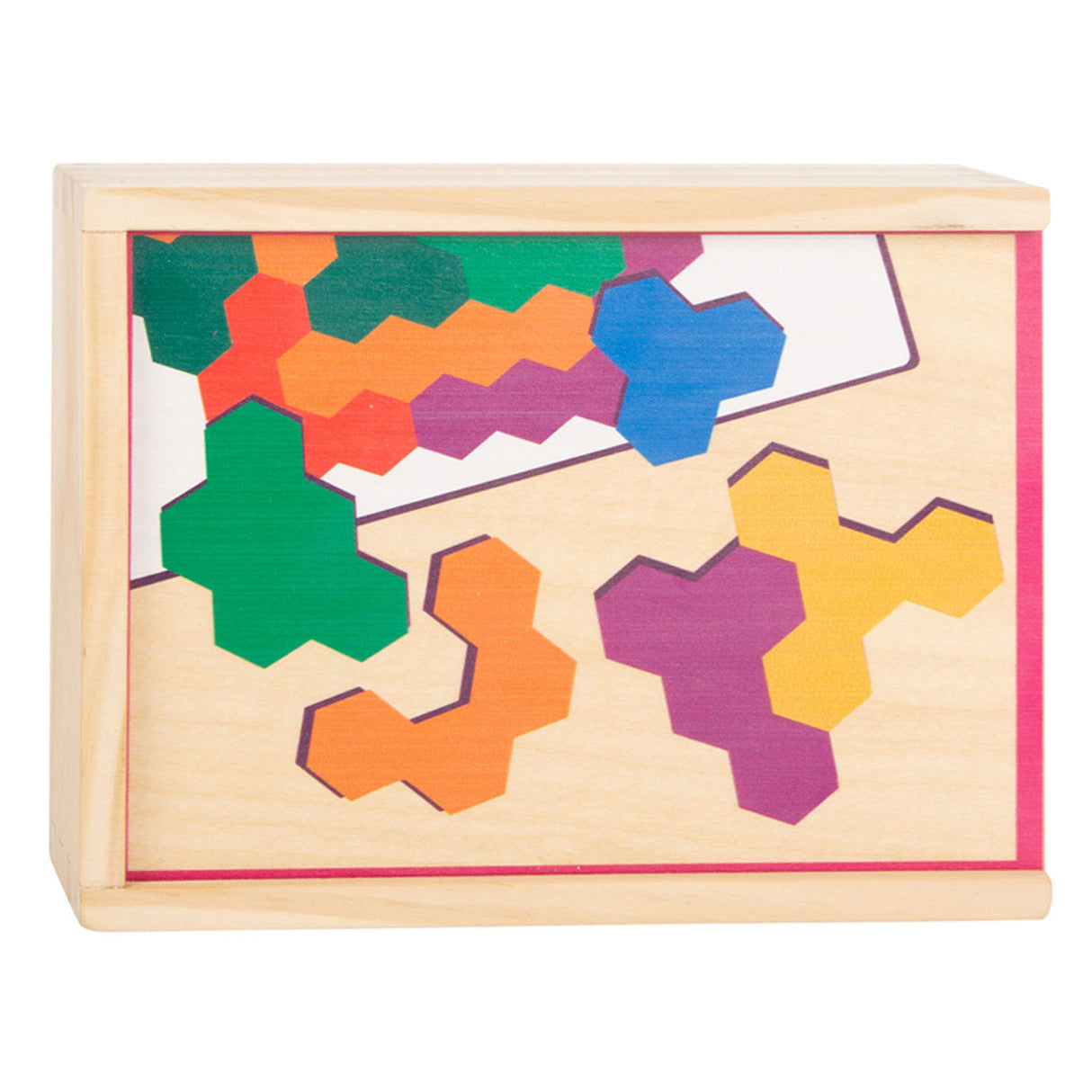 Kleng Fouss Holz Form Puzzel Hexagon