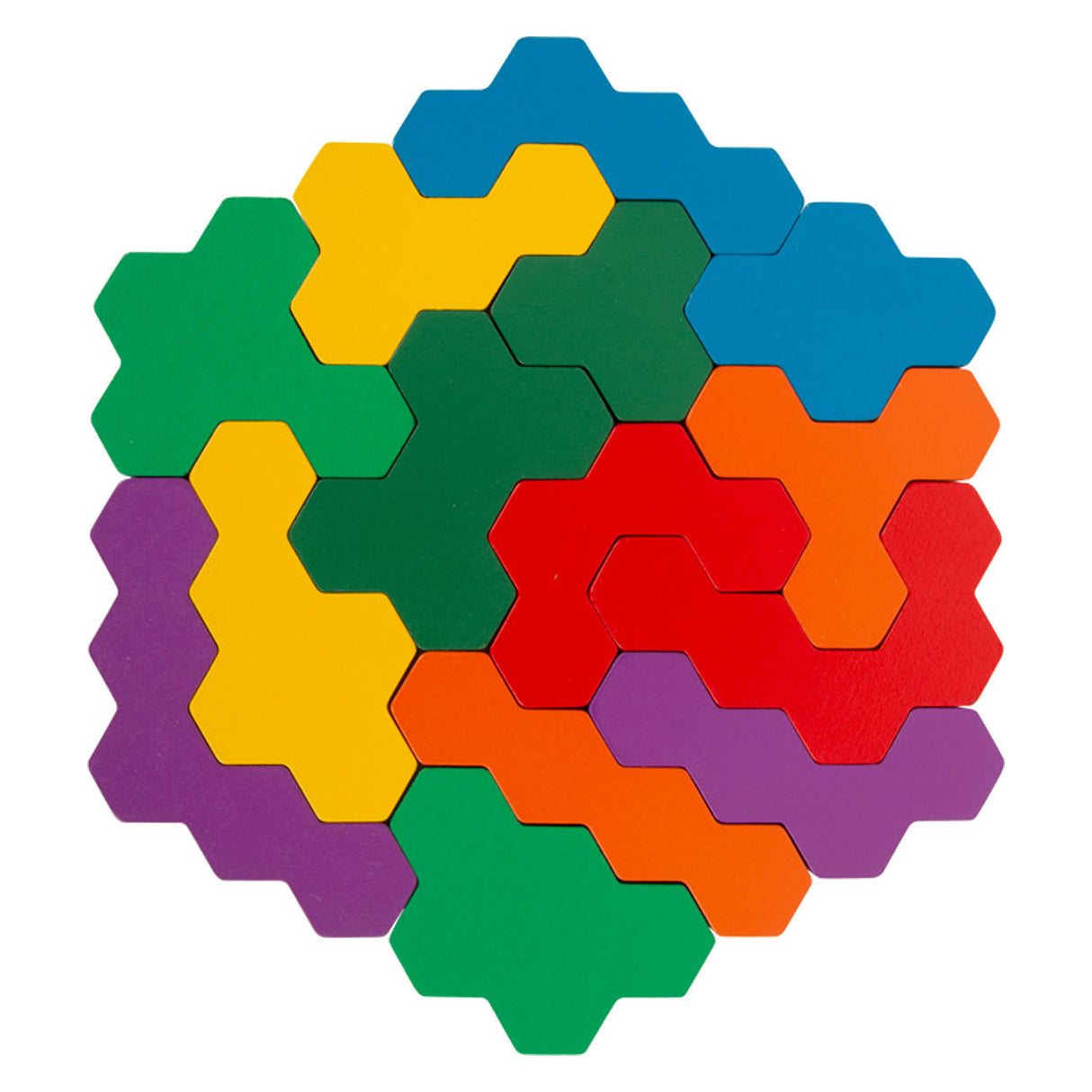 Kleng Fouss Holz Form Puzzel Hexagon