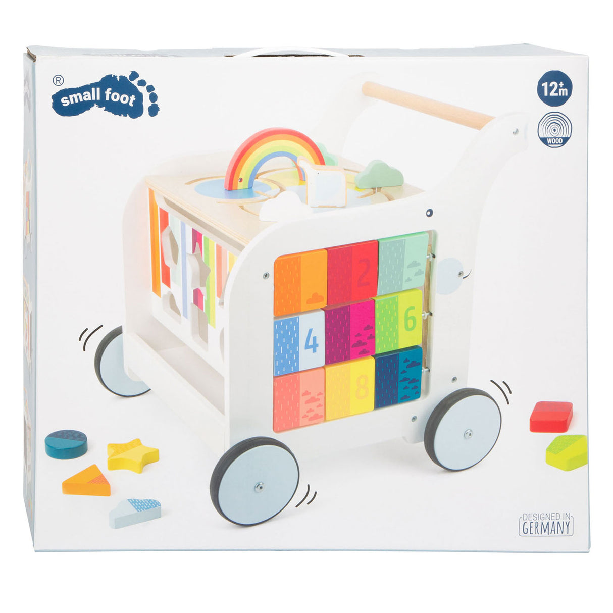 Kleng Fouss Holz Puppelchen Walker Blummen