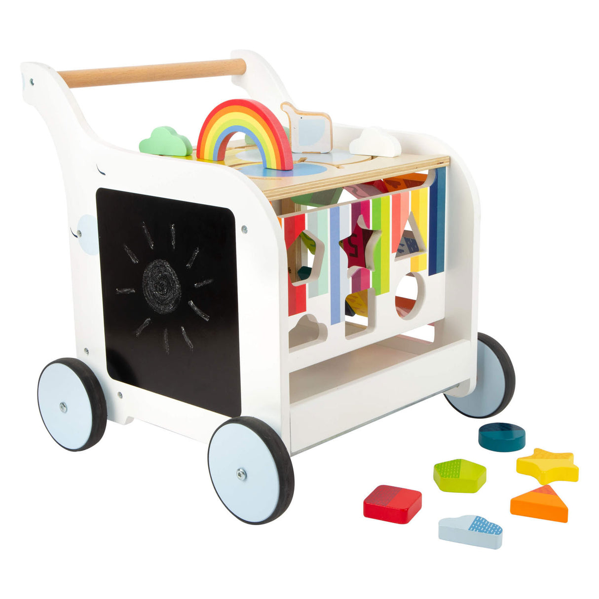 Kleng Fouss Holz Puppelchen Walker Blummen