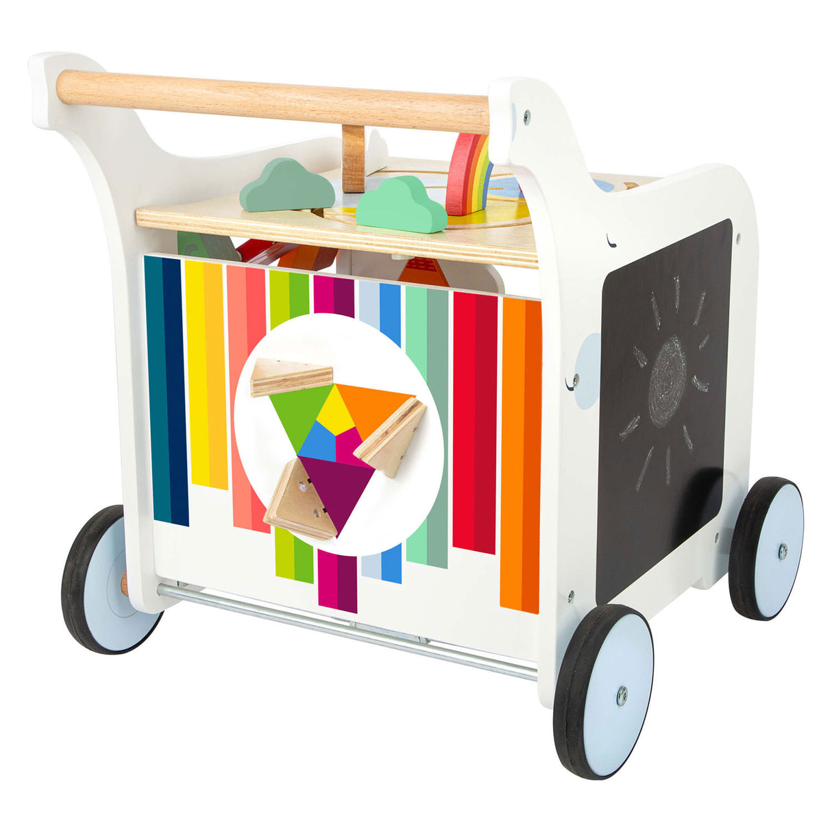 Kleng Fouss Holz Puppelchen Walker Blummen