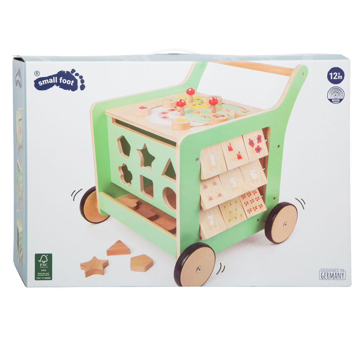 Piccolo piede in legno per bambini camminatore centrale pastello verde pastello
