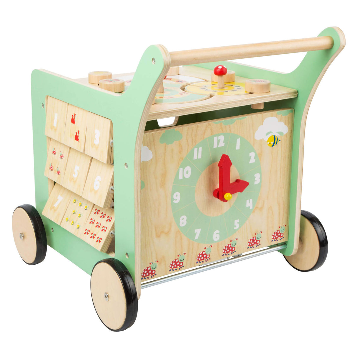 Piccolo piede in legno per bambini camminatore centrale pastello verde pastello