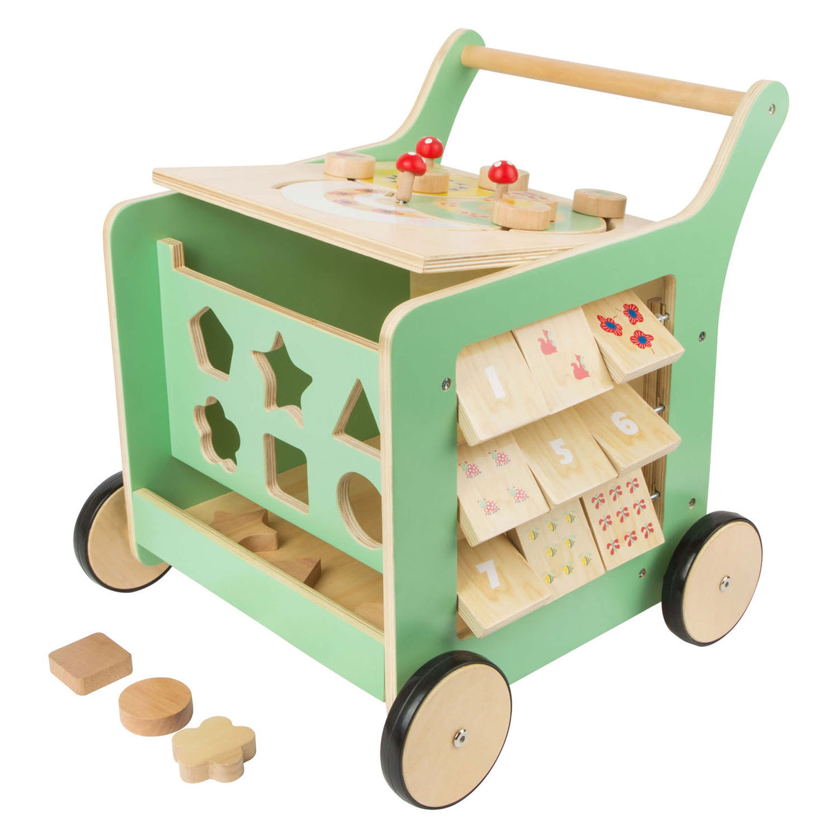 Piccolo piede in legno per bambini camminatore centrale pastello verde pastello