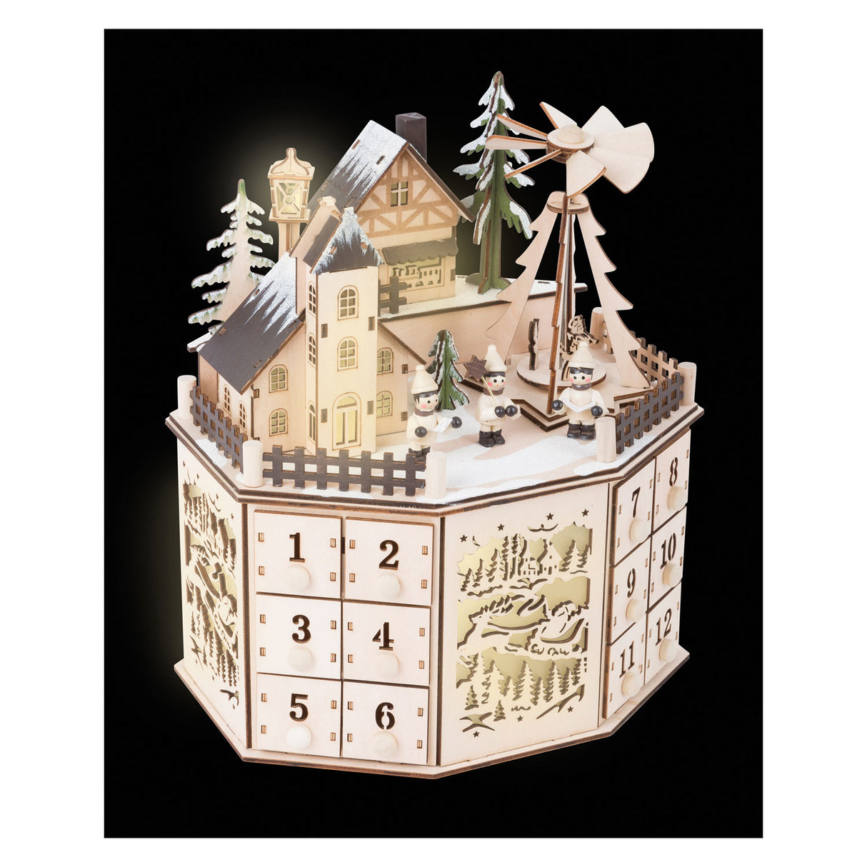 Kleiner Fuß - hölzerne Adventskalender Weihnachtslandschaft