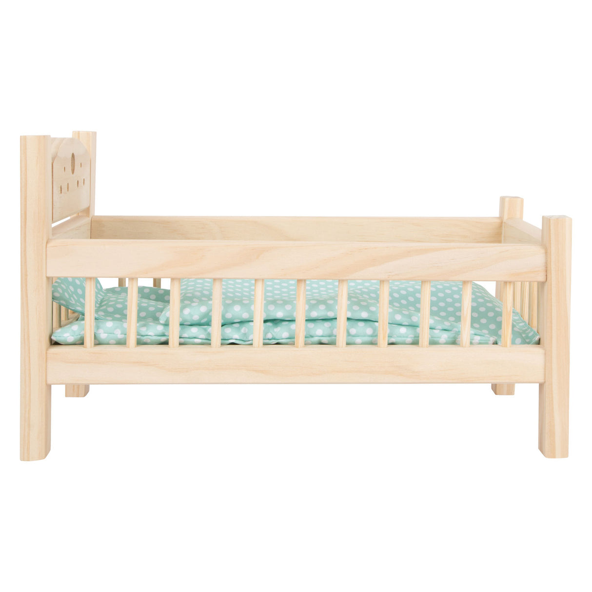 Piccole piede - Letto per bambole in legno ovviamente con biancheria da letto, 4ldg.