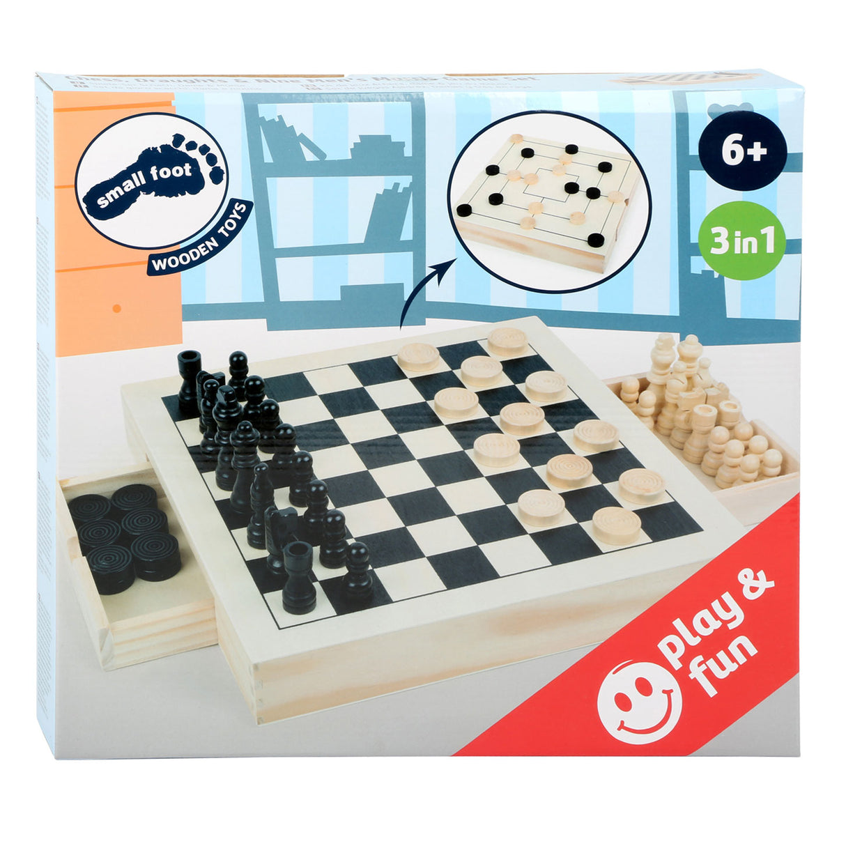 Small foot game box 3in1 chess dams Molenspel