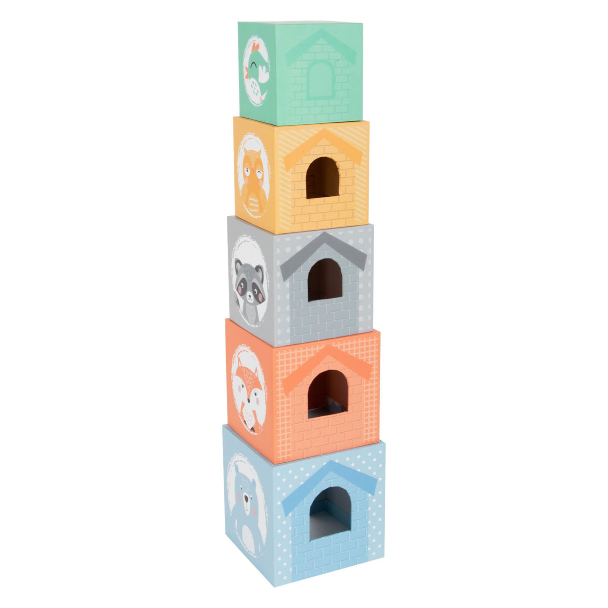 Kleng Fouss stacking Tuerm mat Forest Déieren Pastell, 10Dlg.