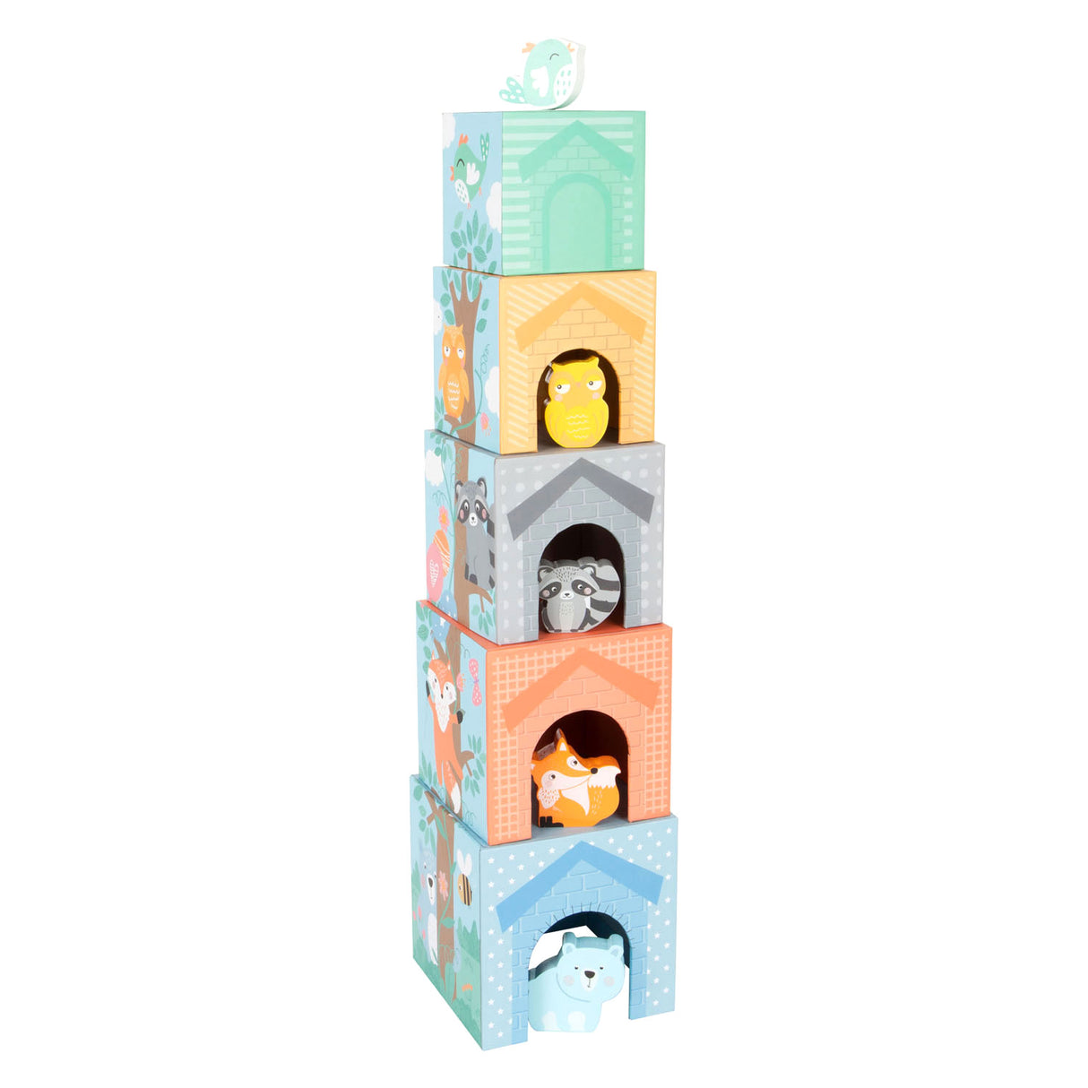 Kleng Fouss stacking Tuerm mat Forest Déieren Pastell, 10Dlg.