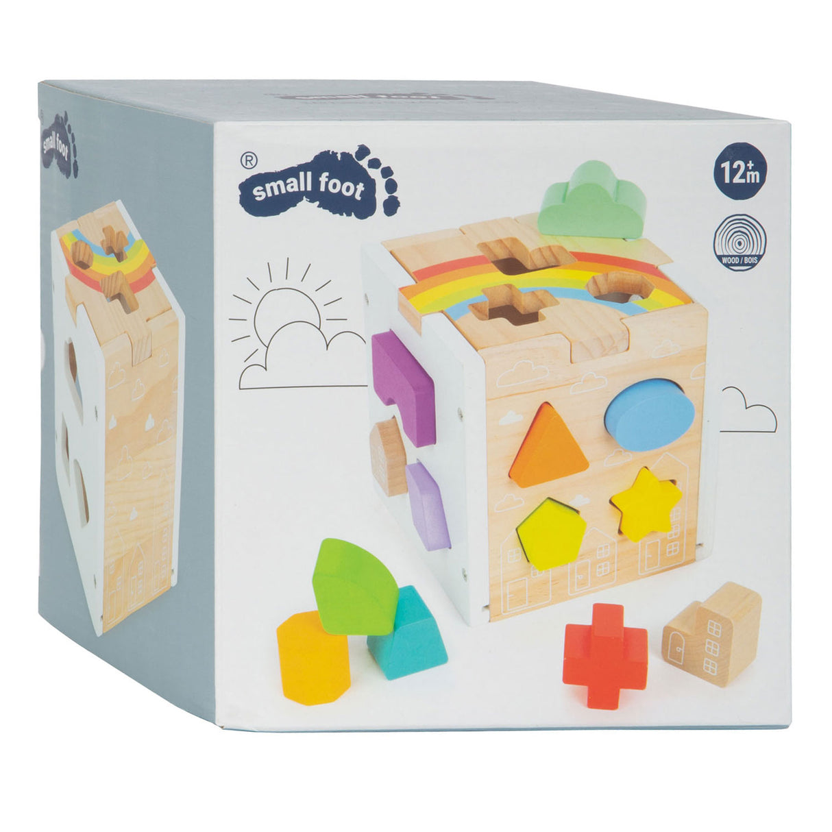 Rainbow cubo in legno a forma di piccolo piede,