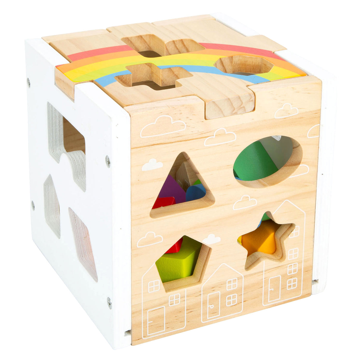 Rainbow cubo in legno a forma di piccolo piede,