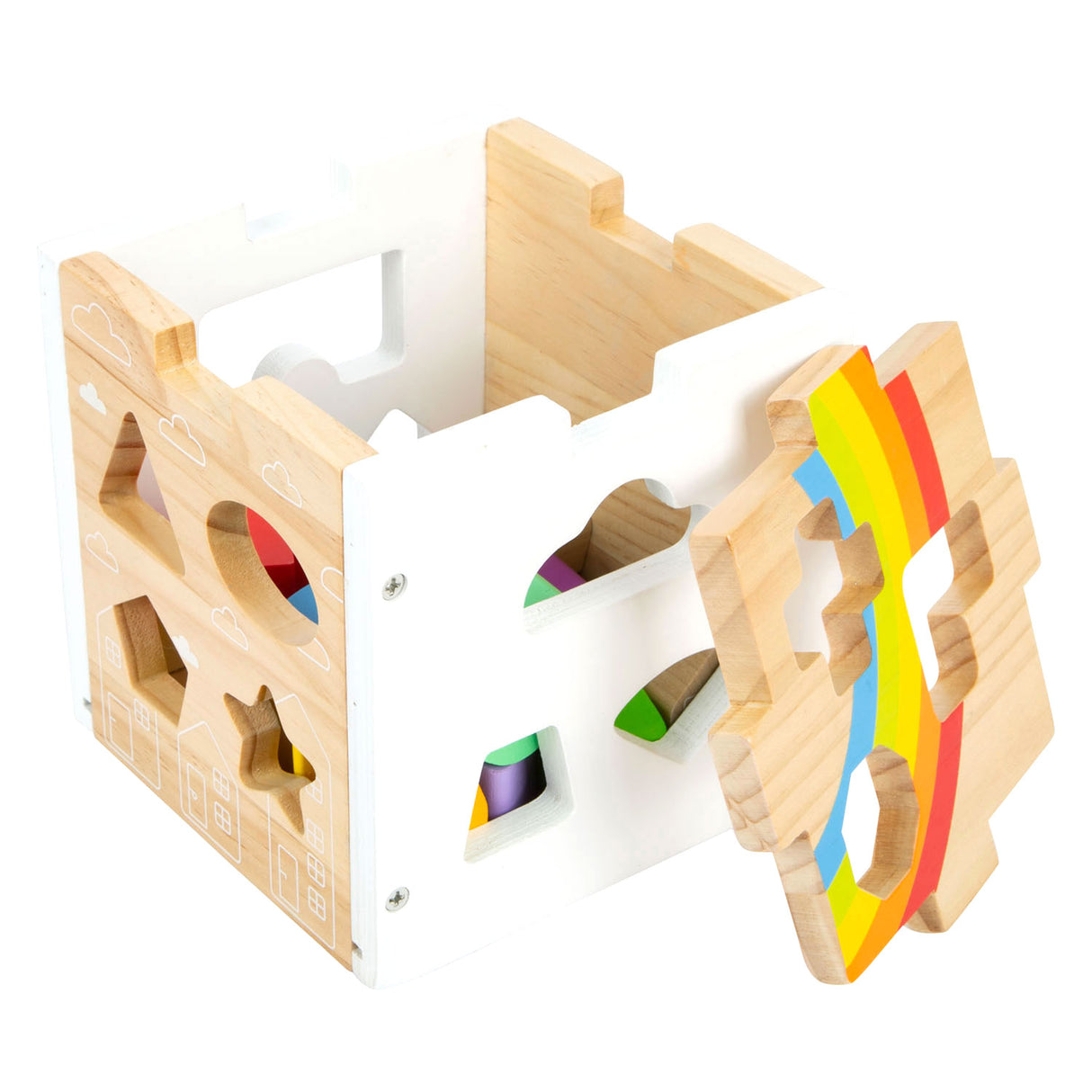 Rainbow cubo in legno a forma di piccolo piede,