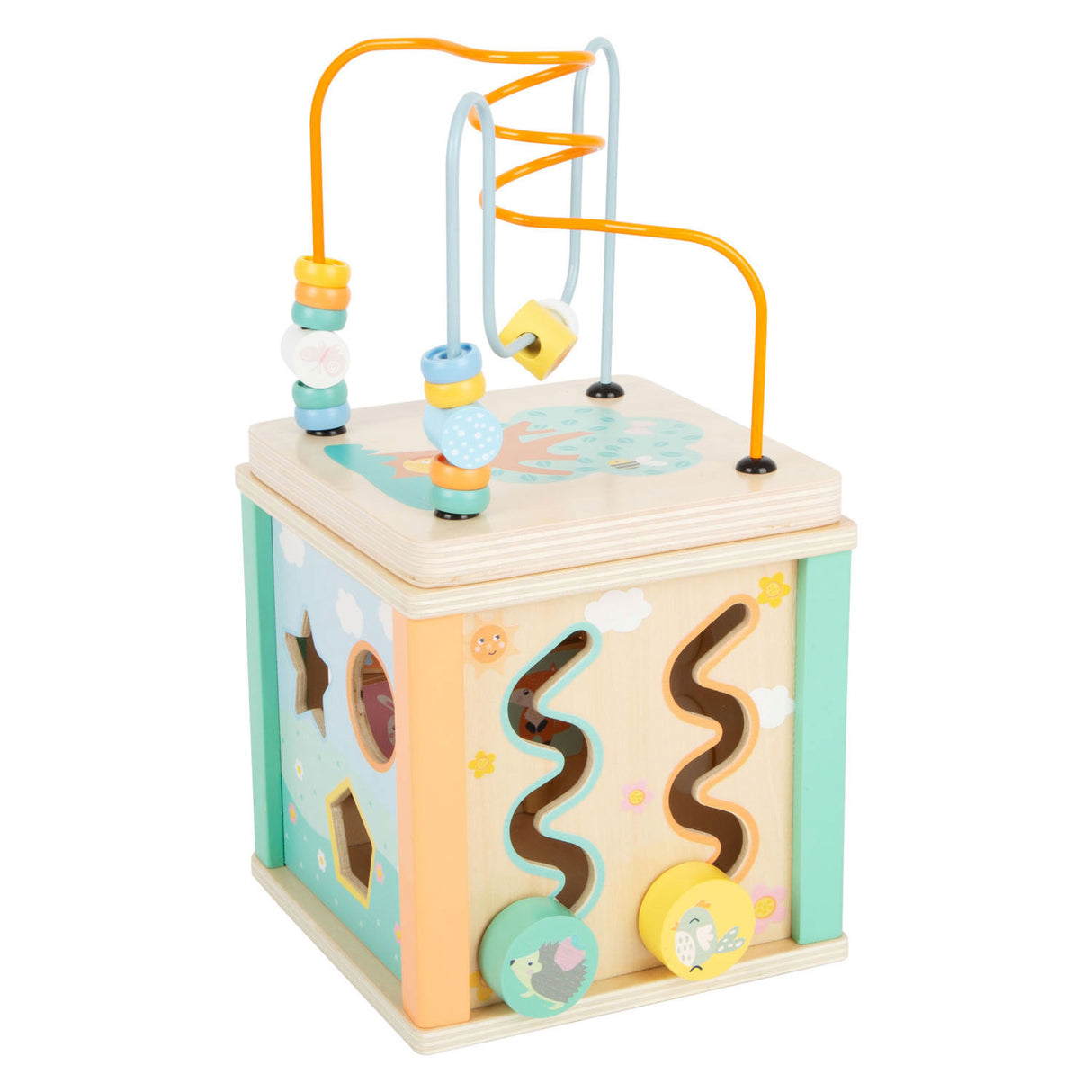 Small Foot Wooden Activity Cubus and Motor Consider Pastel