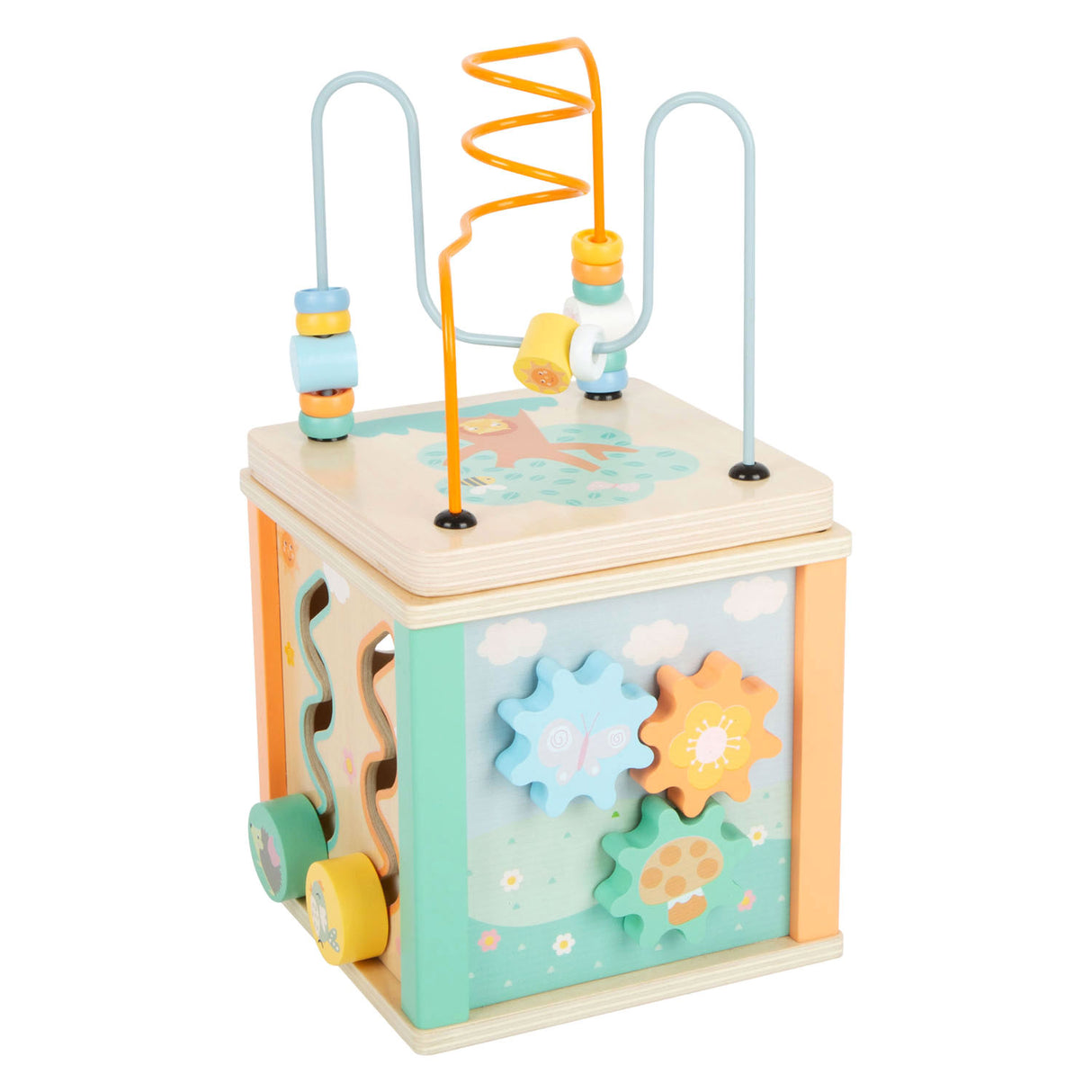 Small Foot Wooden Activity Cubus and Motor Consider Pastel