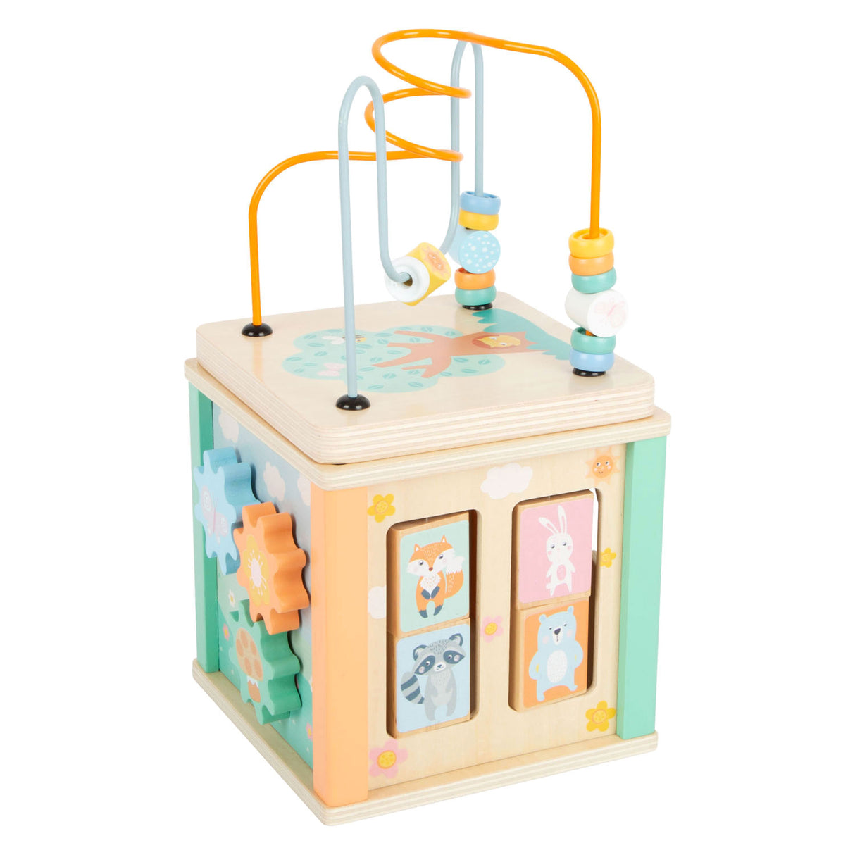 Small Foot Wooden Activity Cubus and Motor Consider Pastel