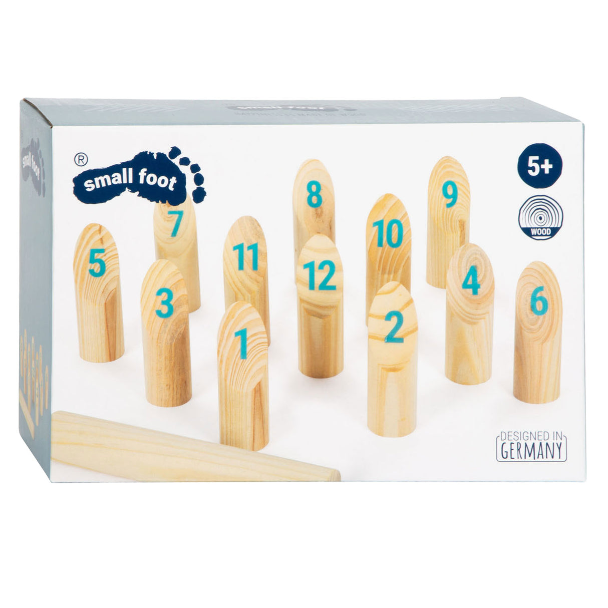 Klenge Fouss - hëlze Kubb mat Lidder werfen d'Spill an der Täsch, 13dlg.