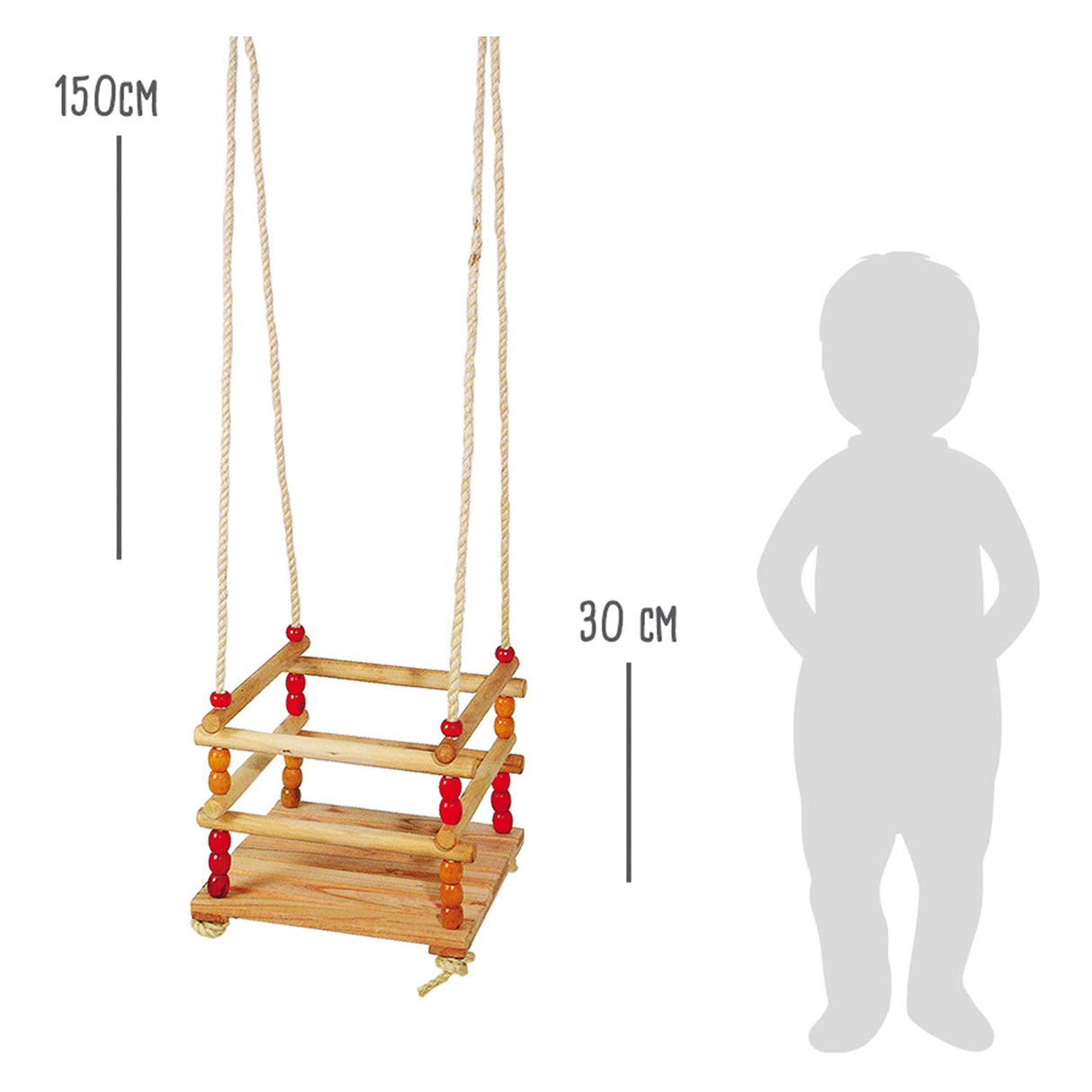Piccole piede - Swing del bambino in legno, 150 cm