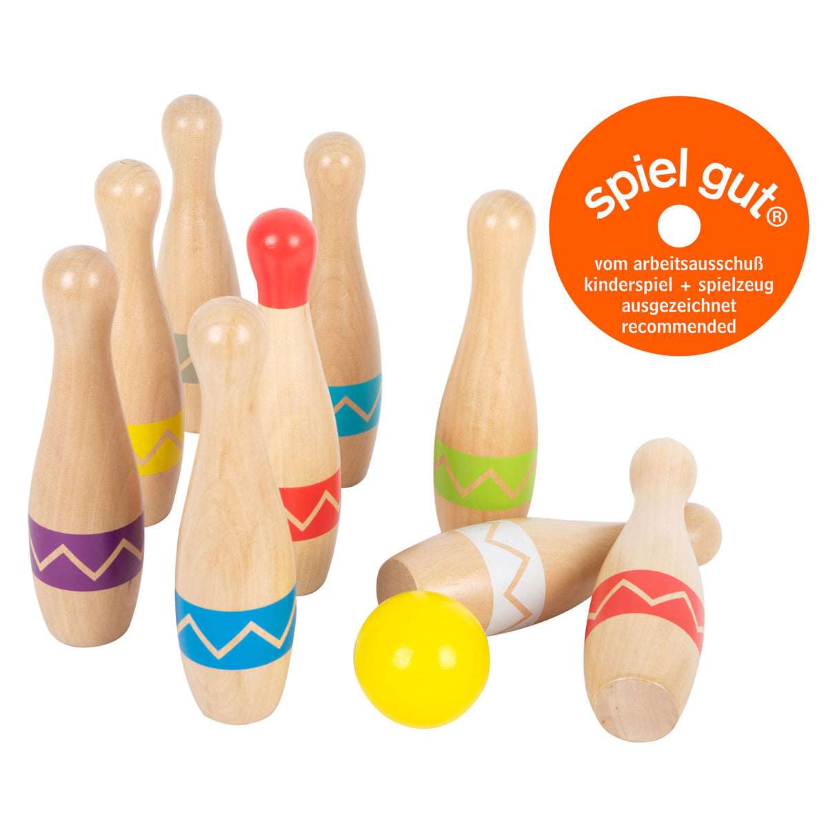Piccole piede - gioco del cono di legno con motivo a zigzag, 11dlg.