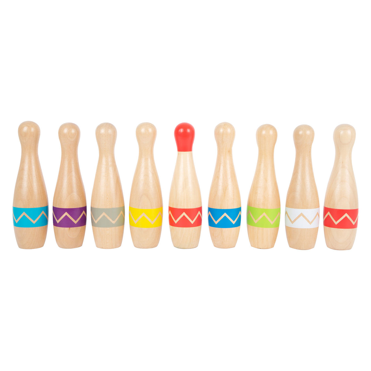 Piccole piede - gioco del cono di legno con motivo a zigzag, 11dlg.