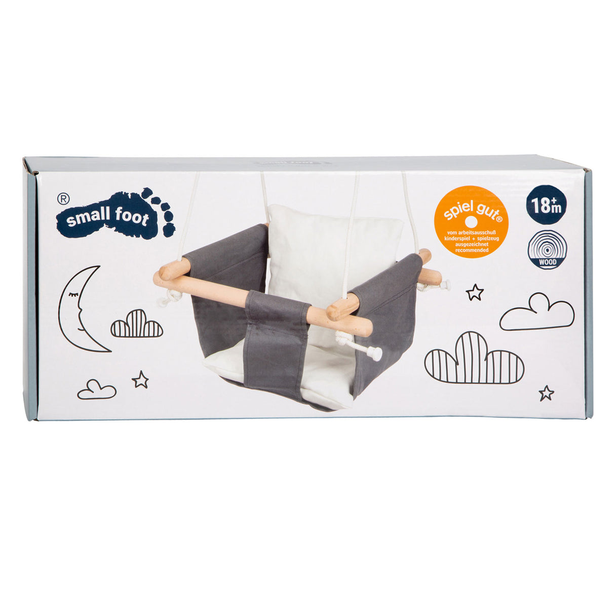 Pie pequeño - columpio de madera con almohada