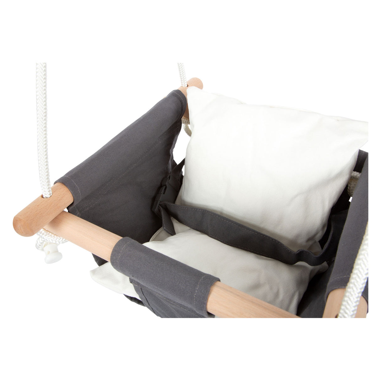 Pie pequeño - columpio de madera con almohada