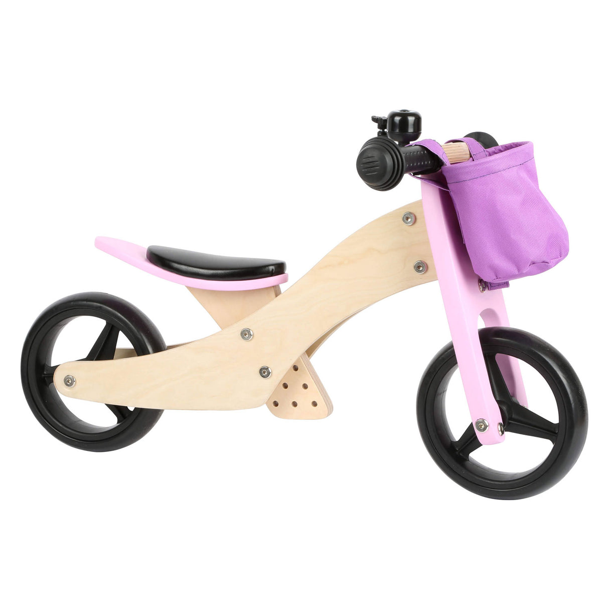 Kleng Fouss Holz Tricycle an 2in1 rosa