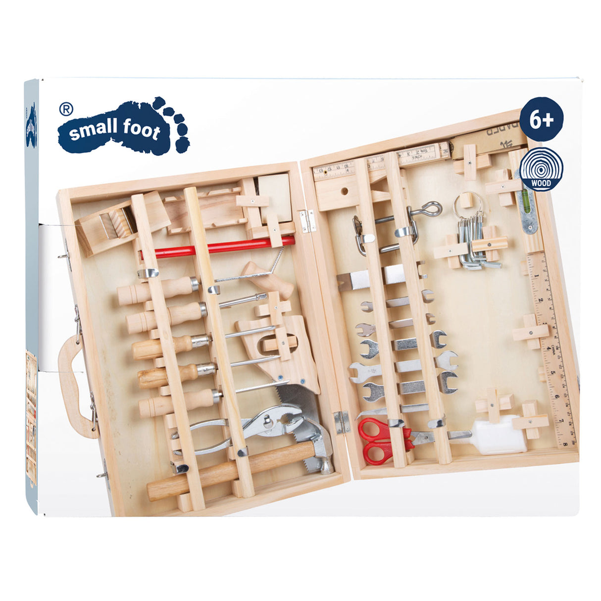 Kleng Fouss - Holz Toolbox Deluxe mat Tools, 28dlg.