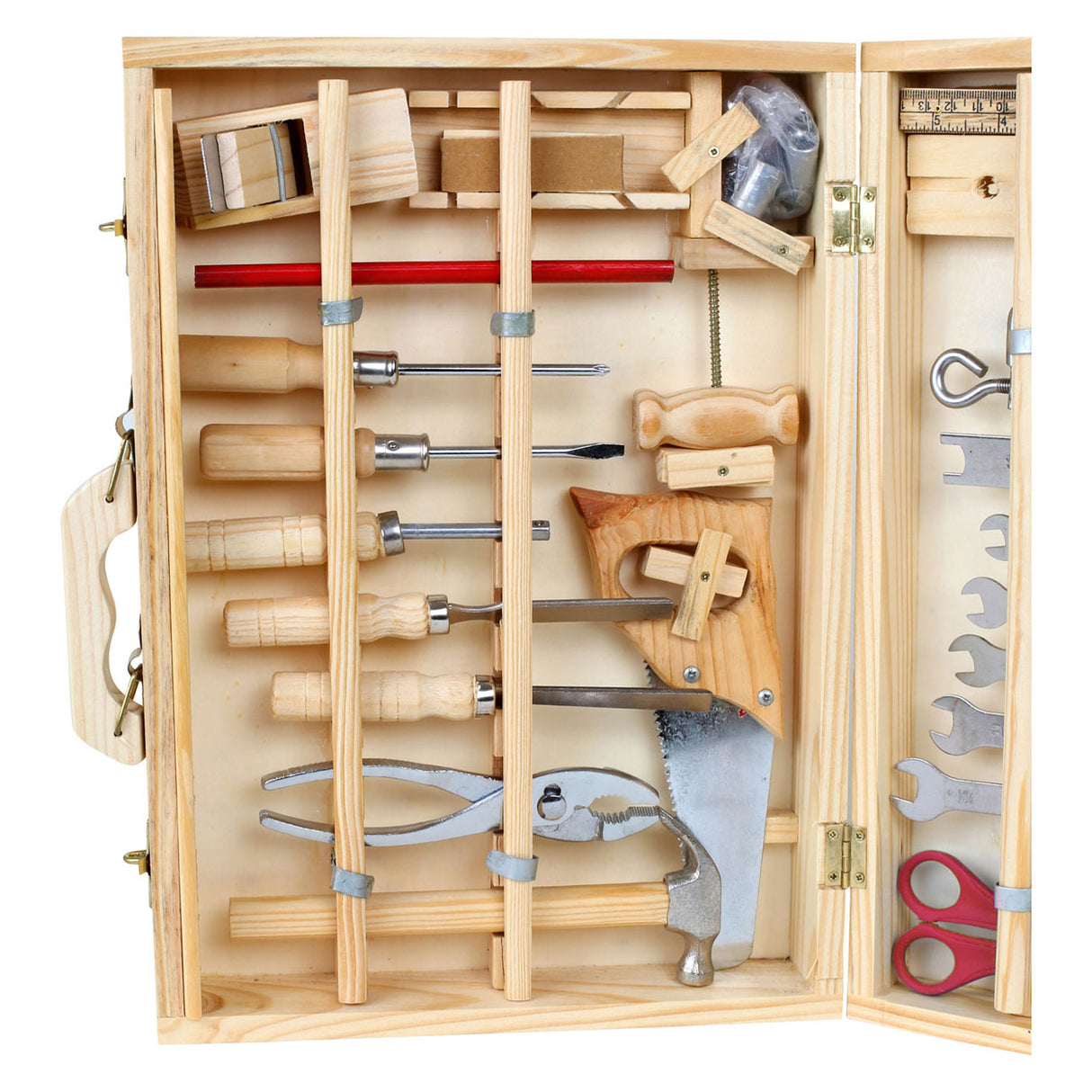 Kleng Fouss - Holz Toolbox Deluxe mat Tools, 28dlg.