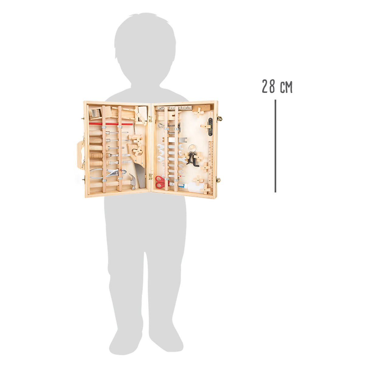 Kleng Fouss - Holz Toolbox Deluxe mat Tools, 28dlg.