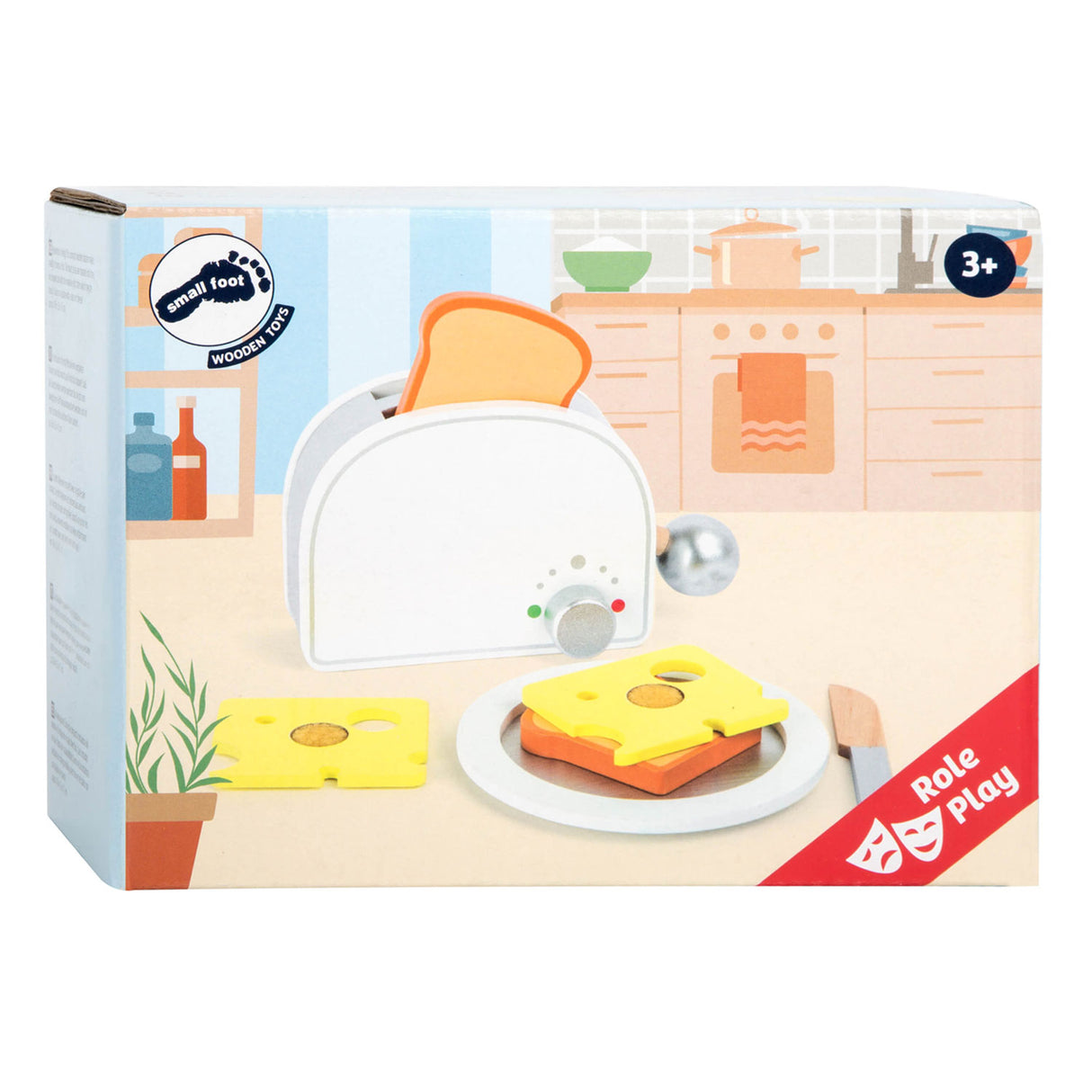 Zajtrk z majhnimi nogami lesenimi igrami s toaster, 7dlg.