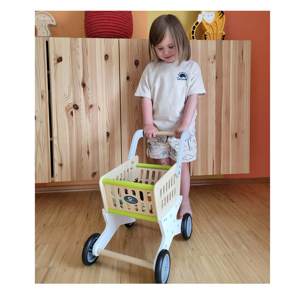 Piccolo piede - Supermercato in carrello per la spesa in legno