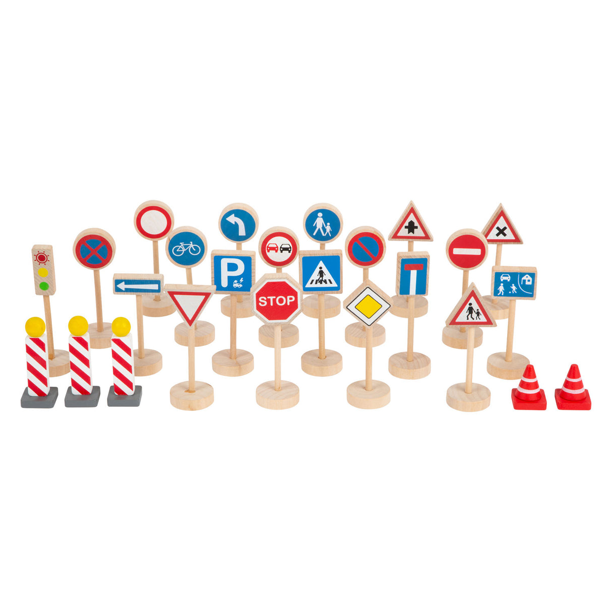 Set di set di mini traffico in legno di piccoli piedi, 25dlg.