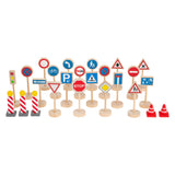 Set di set di mini traffico in legno di piccoli piedi, 25dlg.