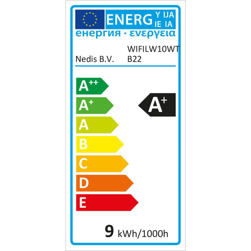 Nedis Wifilw10WTB22 Wi-Fi Smart LED-Lampe warm bis kalt-weiß B22